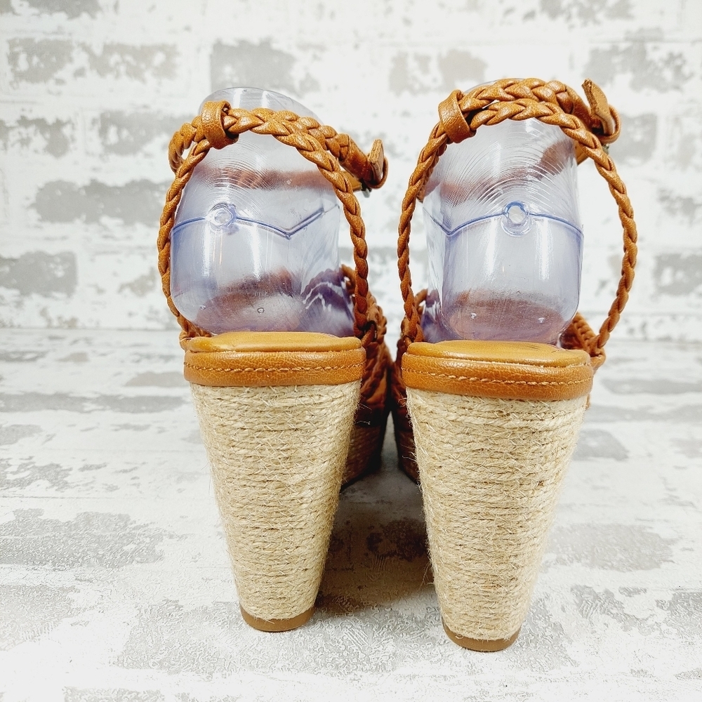 NEW Zodiac Women's Shana Brown Leather Espadrille Wedge Sandals B215 - Picture 9 of 12